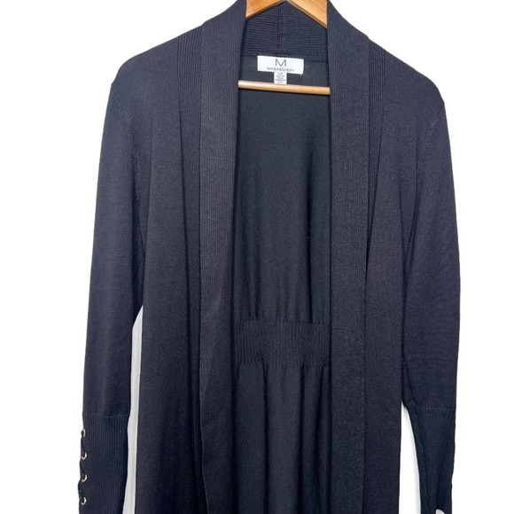 Magaschoni Womens Black Open Front Cardigan Shawl Collar Lace Up Cuff Size S/P - Picture 3 of 8
